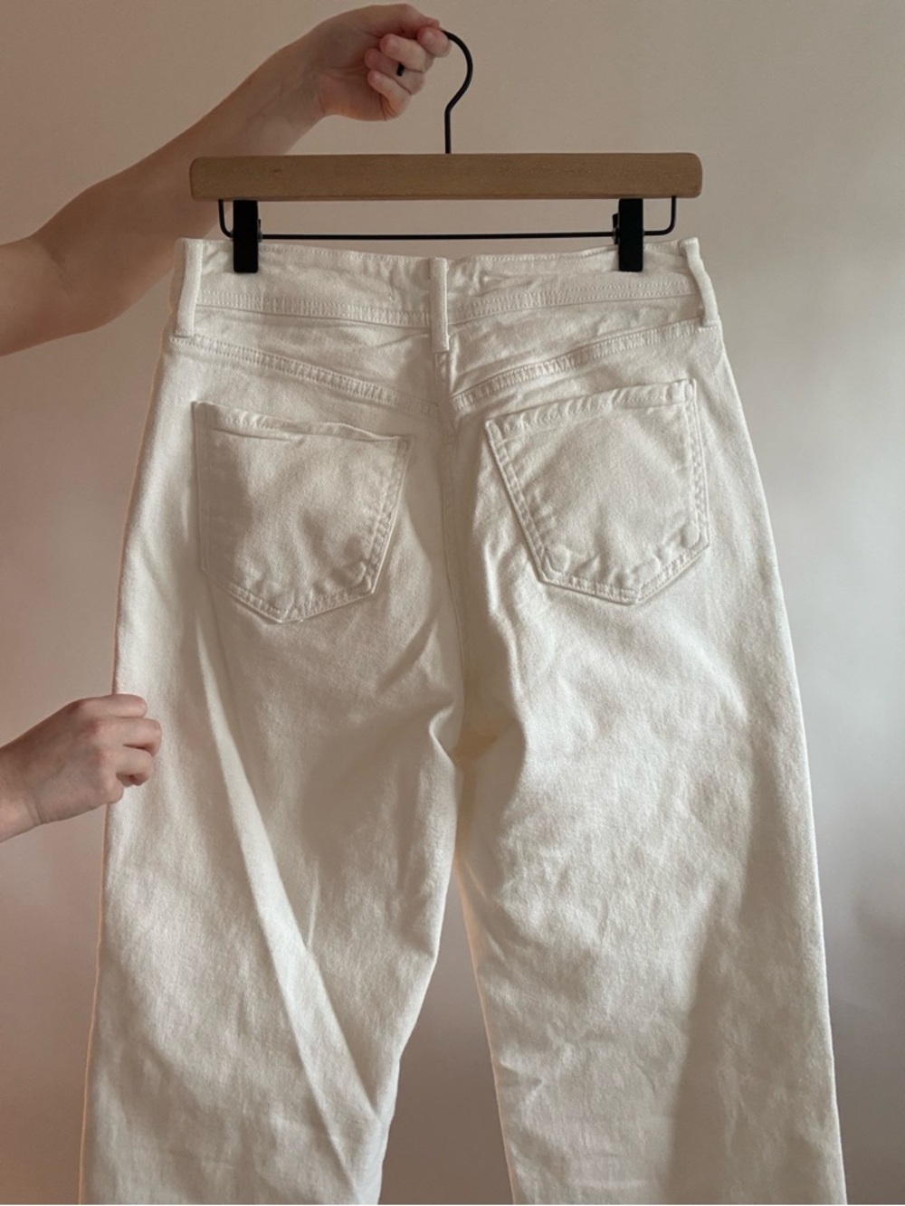 Just Black Denim Wide Leg Patch Pocket White Jeans | Size 28 - Picture 4 of 7